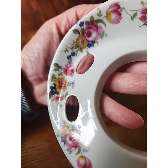 Vtg Floral White Ceramic Wall Mount Toothbrush & Cup Holder Cottage Country - Picture 8 of 15